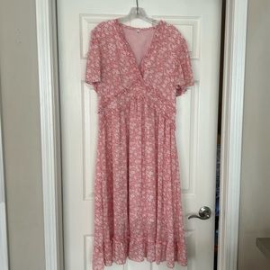 Pink and white floral dress
